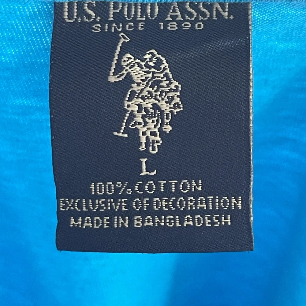 U.S. Polo Association L Blue Sleeve‎ Sleeve T-Shirt w Embroidered White Logo 205 - Picture 7 of 7